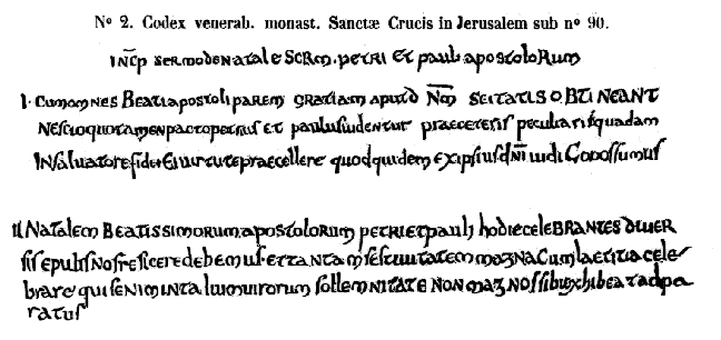 [No 2. Codex venerab. monast. Sanctae Crucis in Jerusalem sub no 90.]